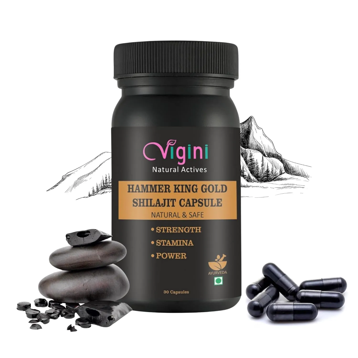 Vigini Hammer King Gold Shilajit Capsule 30 Capsules 1.webp